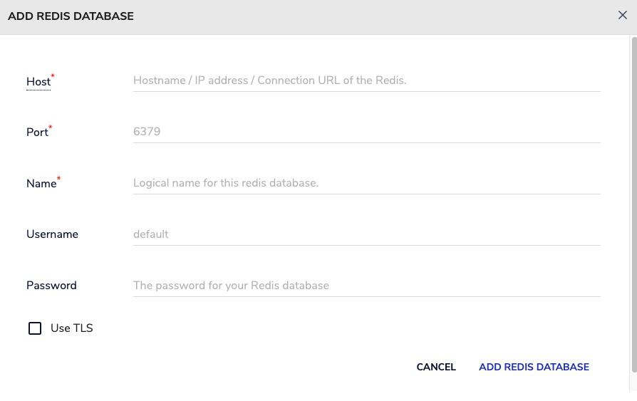 Redis database screen