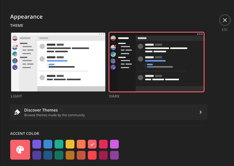 Revolt Appearance screen