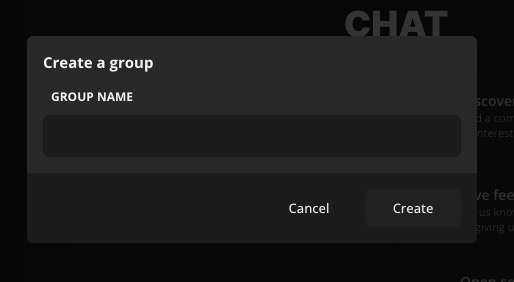 Revolt Creating Group screen