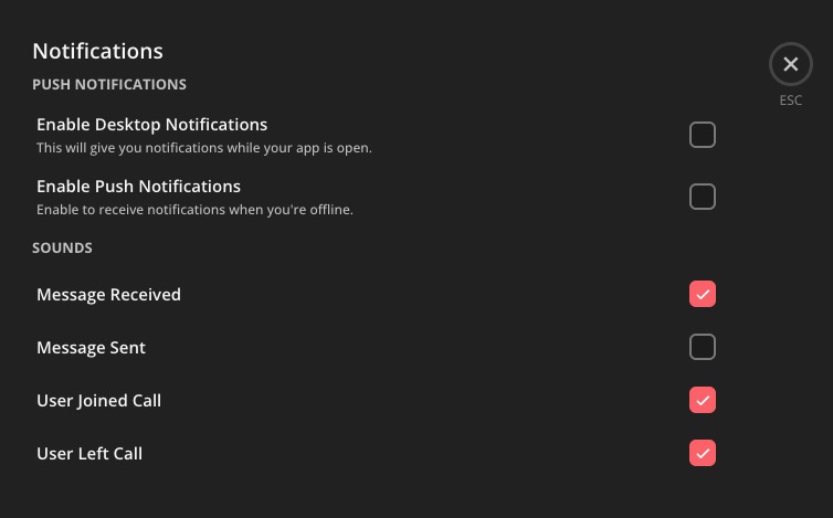 Revolt Notification Settings screen
