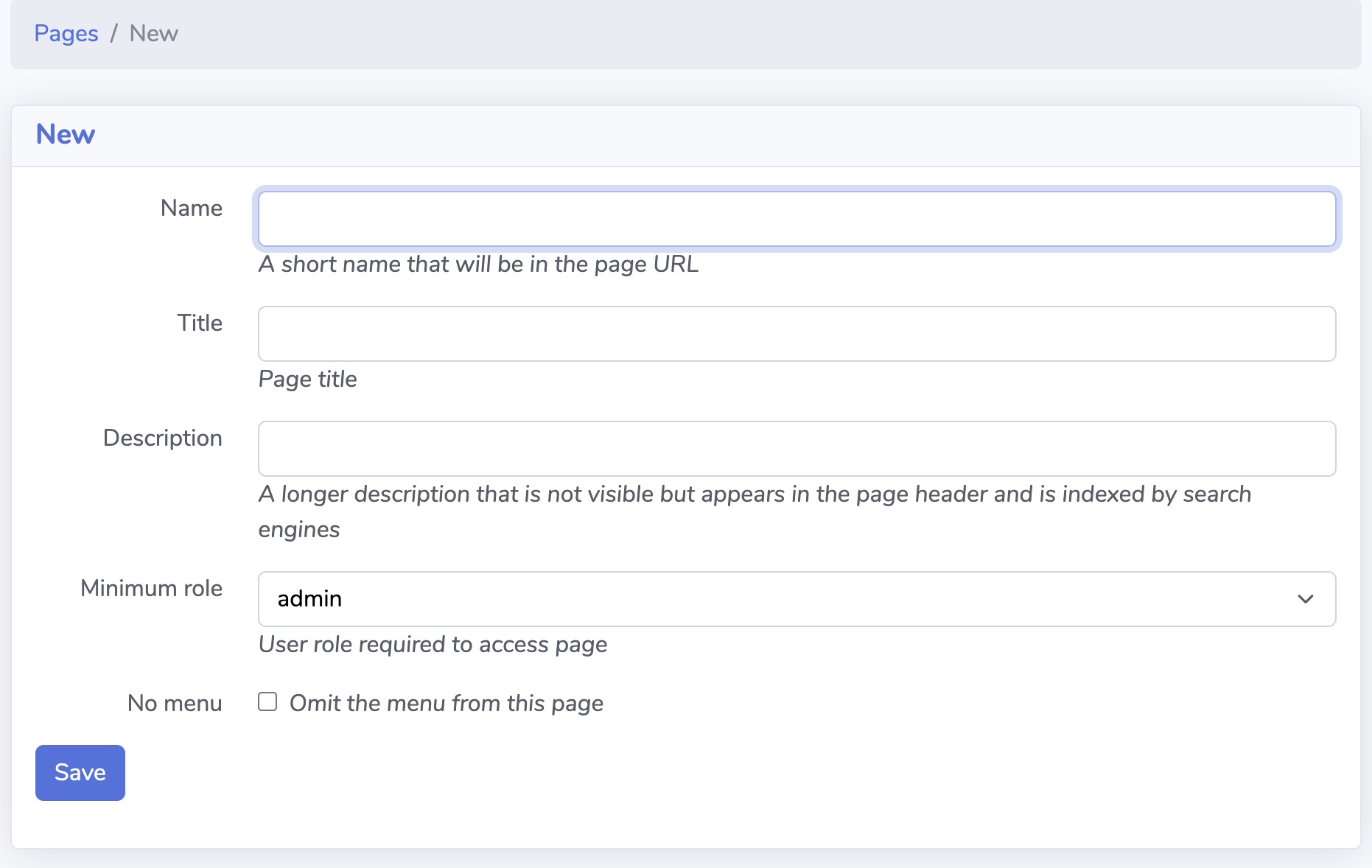 Saltcorn Page screen