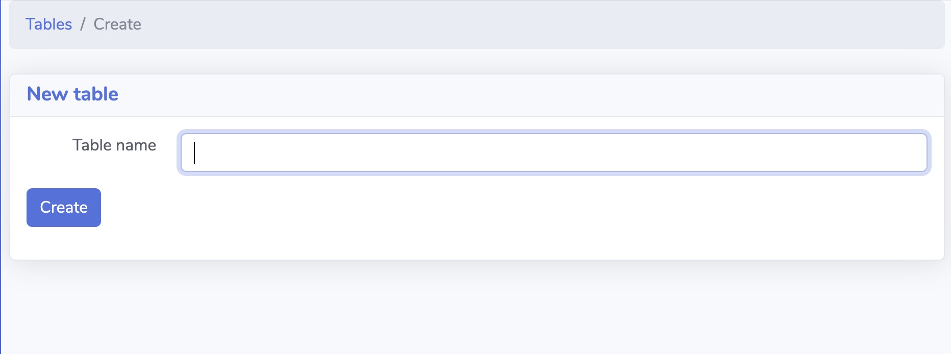 Saltcorn Tables screen