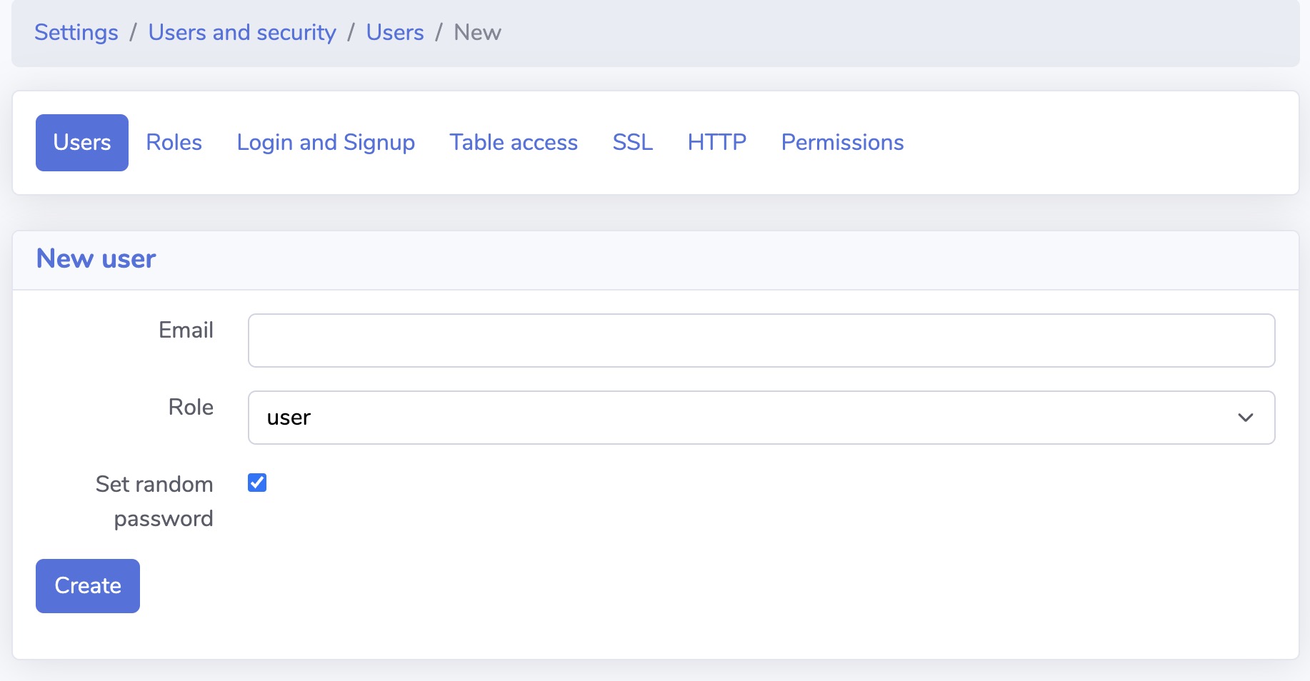 Saltcorn User screen