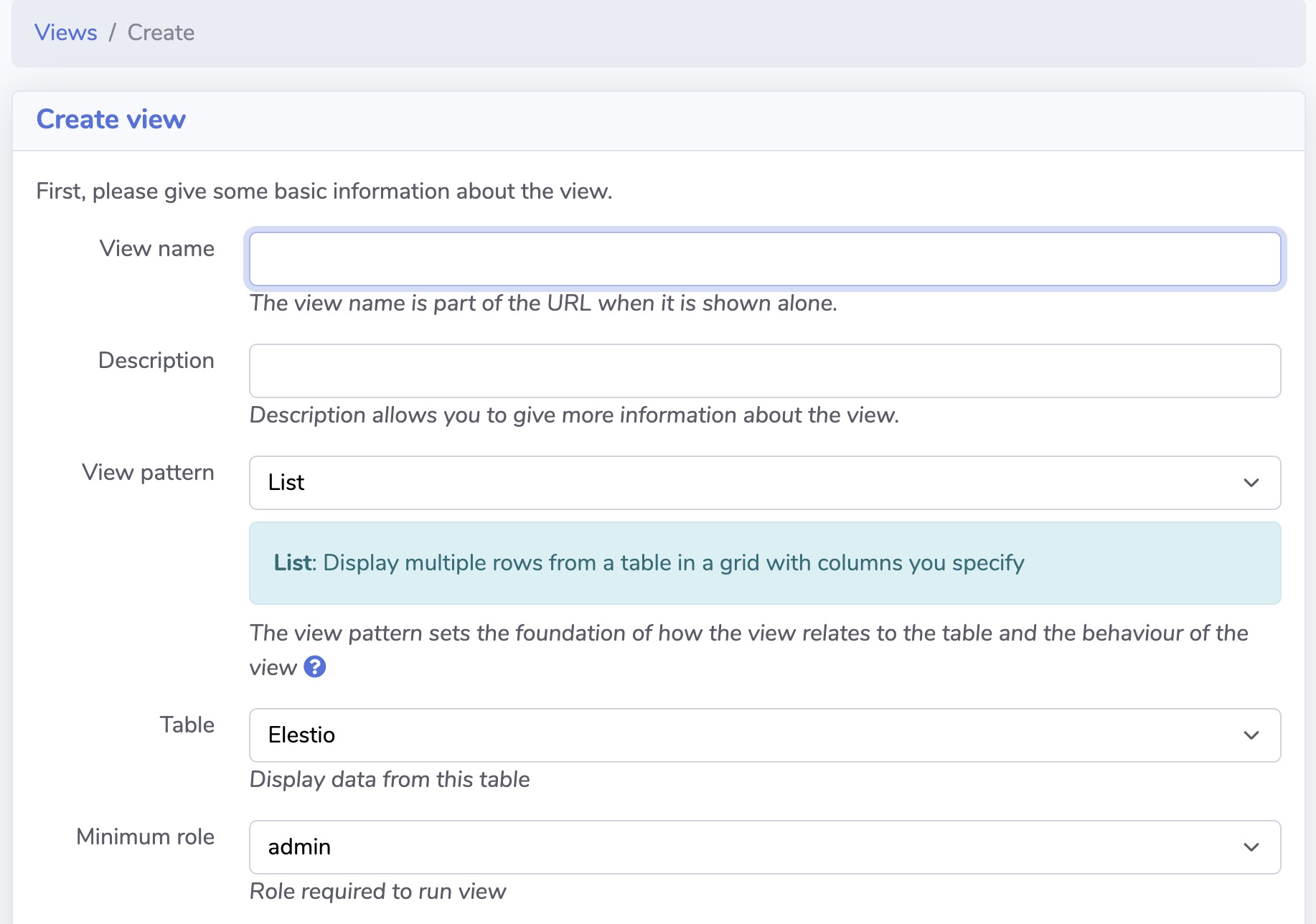 Saltcorn View screen