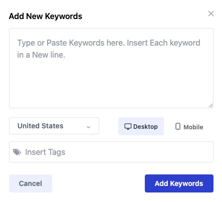 SerpBear keywords screen