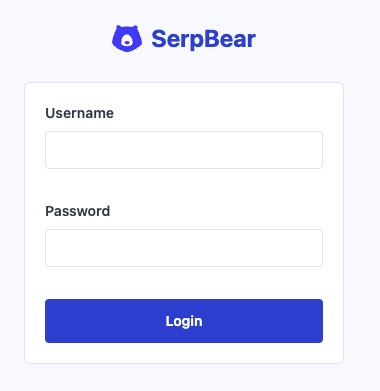 SerpBear login screen