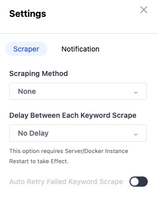 SerpBear scraper screen