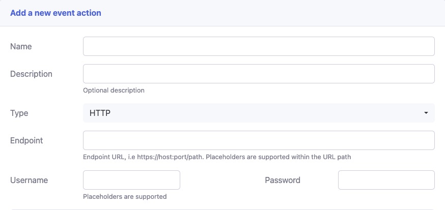 SFTPGo event action screen