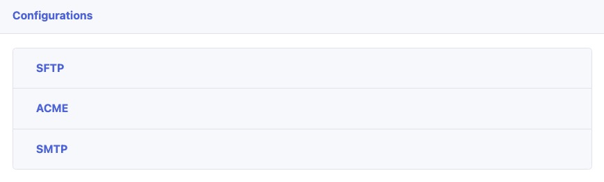 SFTPGo configurations screen