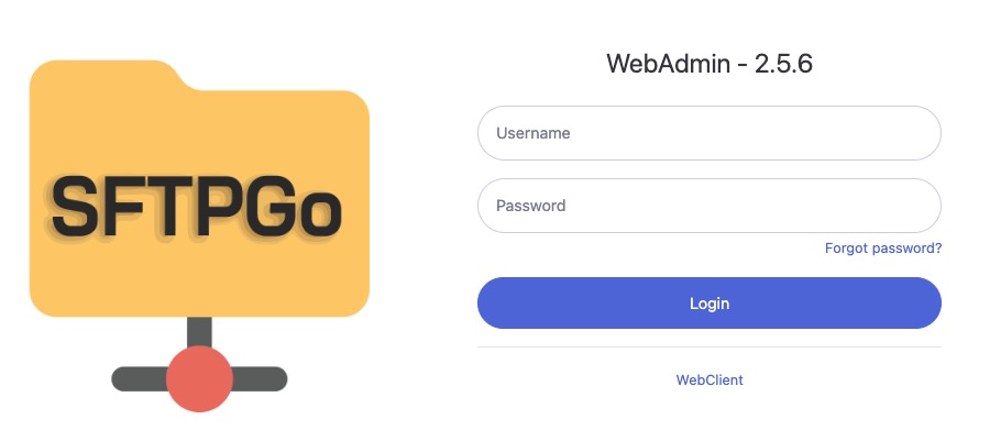 SFTPGo login screen