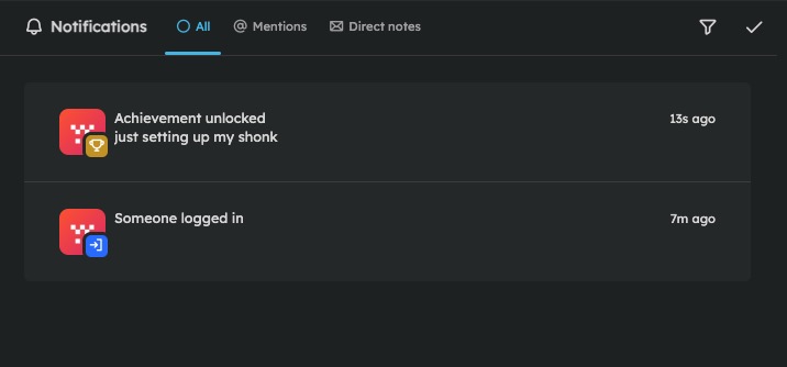 Sharkey Notifications screen