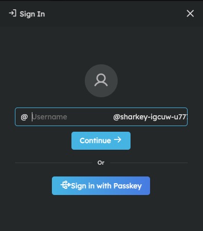 Sharkey Sign In screen