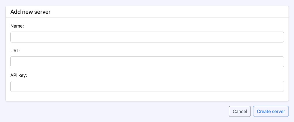 Shlink server screen