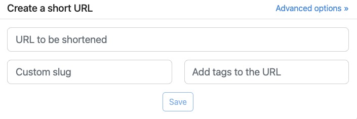 Shlink Creating a short URL screen