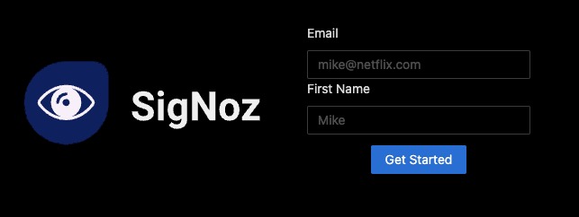 Signoz login screen