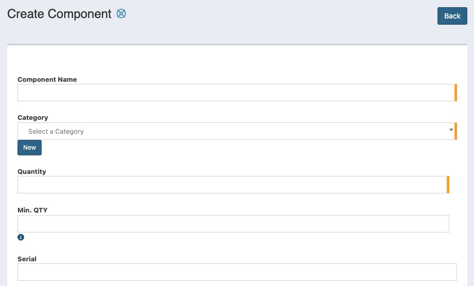 Snipe-IT Create Component Screen