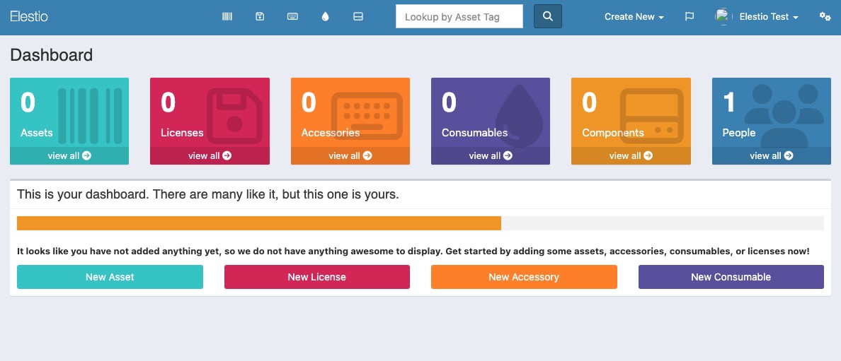 Snipe-IT Dashboard Screen