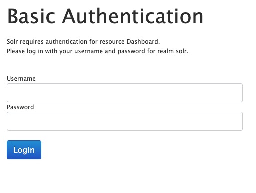 Solr login screen