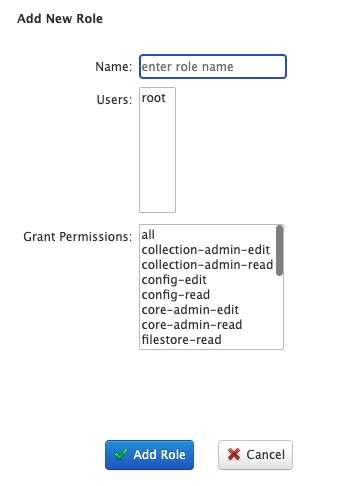 Solr adding role screen