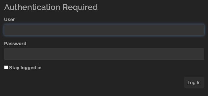 Syncthing login screen