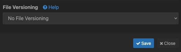 Syncthing file versioning screen