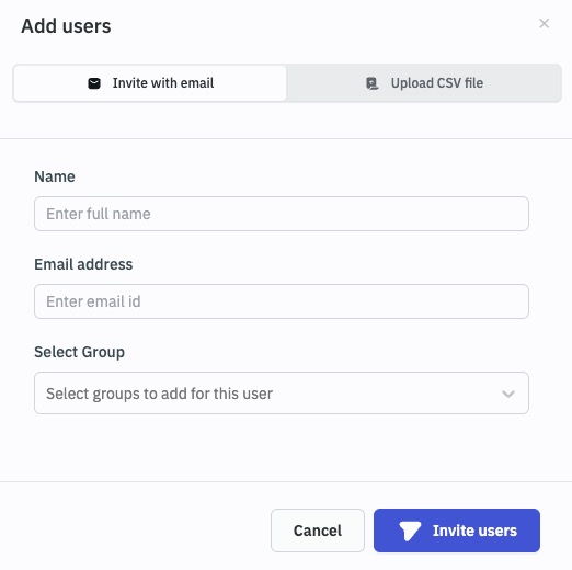 ToolJet adding users screen