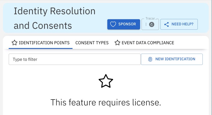 Tracardi identification screen