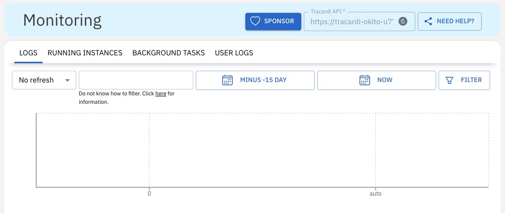Tracardi monitoring screen