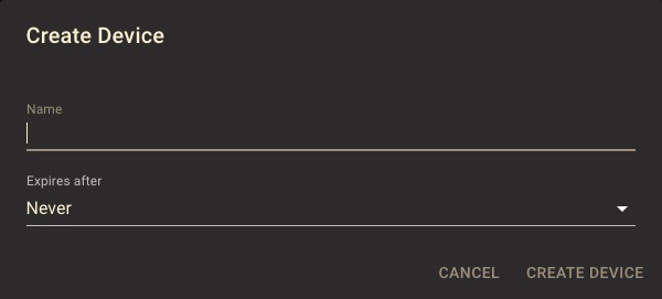 Traggo Creating device screen