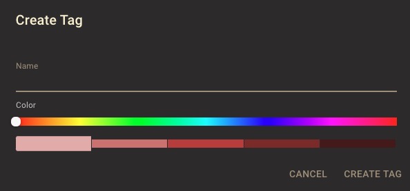 Traggo Creating tag screen