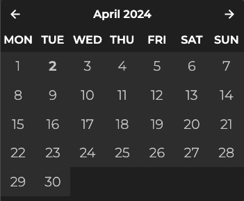 Trilium calendar screen