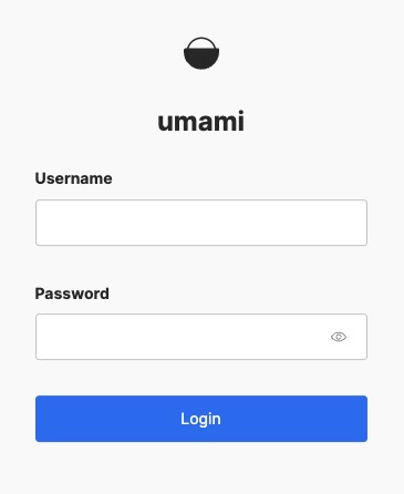 Umami login screen