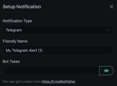 Uptime Kuma notification screen