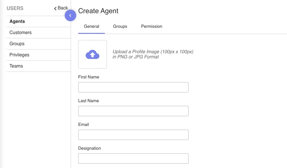 UVdesk Agent Creation screen