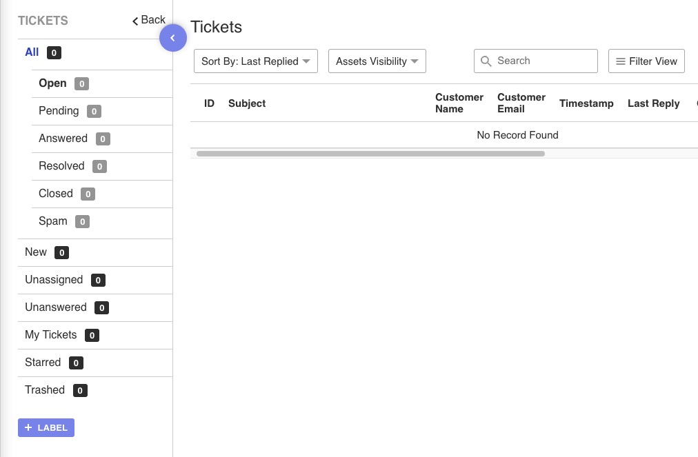 UVdesk Tickets screen