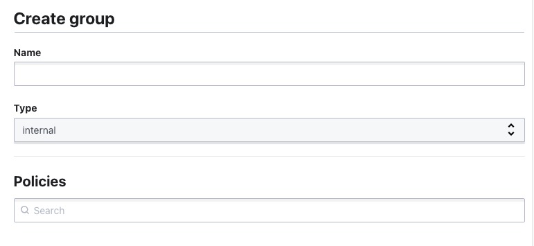 Vault creating group screen