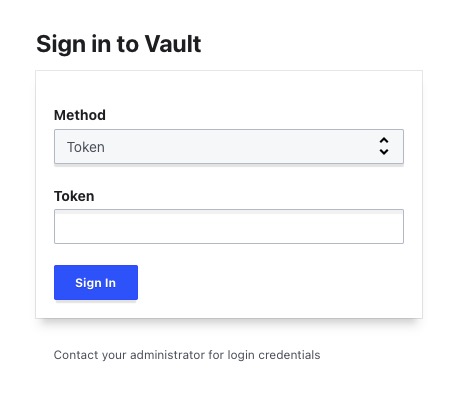 Vault login screen