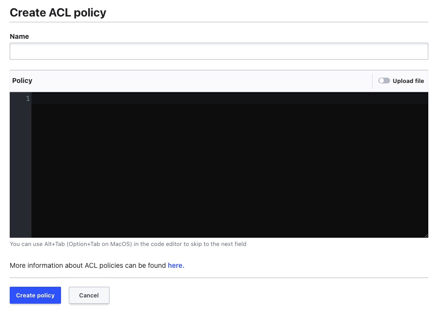 Vault acl policy screen