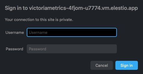 VictoriaMetrics login screen
