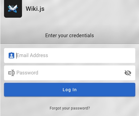 Wikijs login screen
