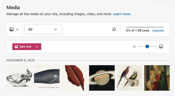 WooCommerce media screen