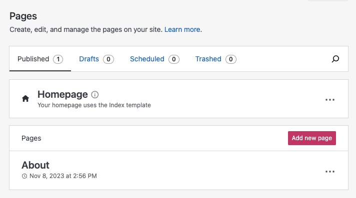 WooCommerce pages screen