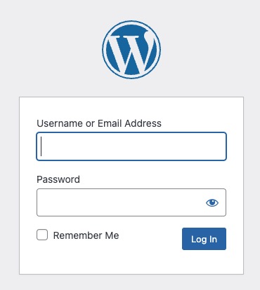 Wordpress login screen