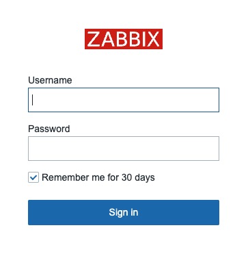 Zabbix login screen
