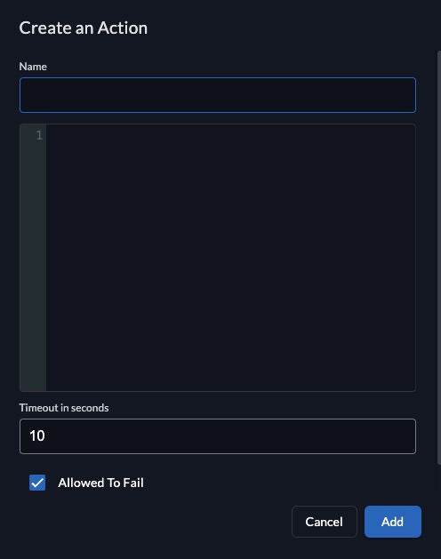 Zitadel action screen