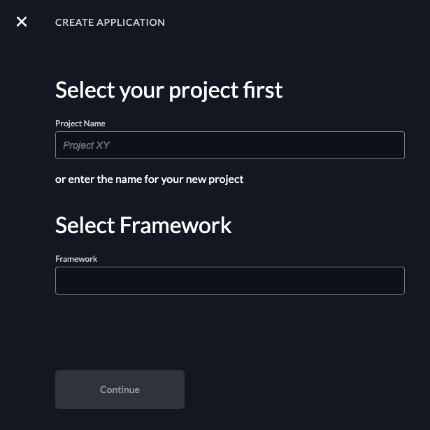 Zitadel application screen